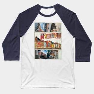 Greetings from Nyhavn Copenhagen Denmark vintage style retro souvenir Baseball T-Shirt